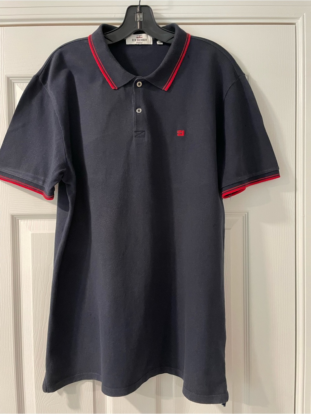 Ben Sherman 100% Cotton Large Navy Polo with Red Trim